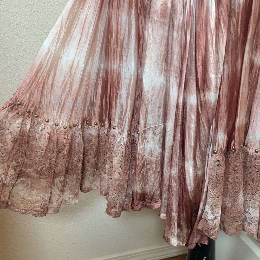 Renaissance Ren Faire Fairy Goth Grunge Feminine Pink Lace Velvet Handmade Dress - Picture 7 of 11